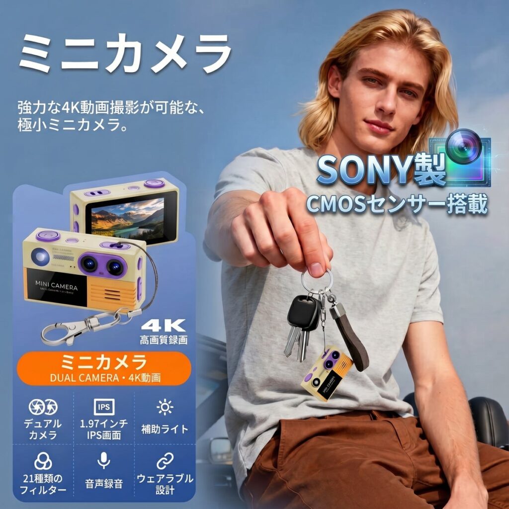 【新発売】約36gの超小型ボディにSONY CMOSセンサー採用で4K撮影が可能!SUNCONNECTIONの「ミニカメラ・トイカメラ」がAmazonで販売開始!ChibiGEARシリーズ第3弾